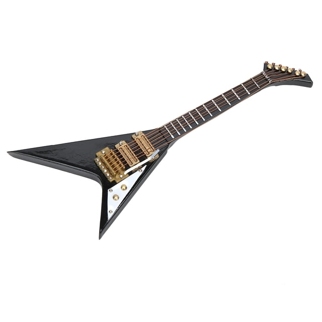 FLAMEEN Electric Guitar Model Black Mini Musical Instruments Collection Gift Ornaments 14cm,Small Guitar Model,Wood Guitar Model