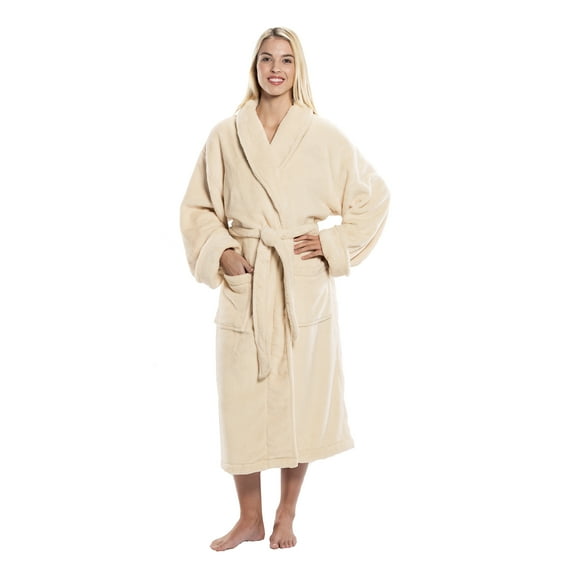 Tahoe Microfleece Shawl Collar Robe-Color Beige