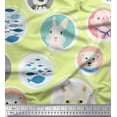 thumbnail image 1 of Soimoi Modal Satin Fabric Circle,Fish & Cute Animals Patchwork Print Fabric by The Yard 42 Inch Wide, 1 of 3