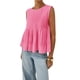 thumbnail image 2 of Blusa Plisada Sin Mangas con Peplum de Verano para Mujer, Estilo Babydoll Y2K con Cuello Redondo. Rosa L, 2 of 9