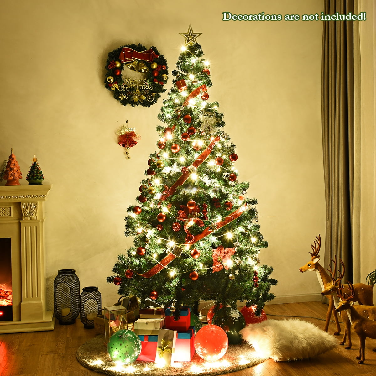 Costway 7Ft Artificial PVC Christmas Tree W/Stand Holiday Season Indoor Outdoor Green