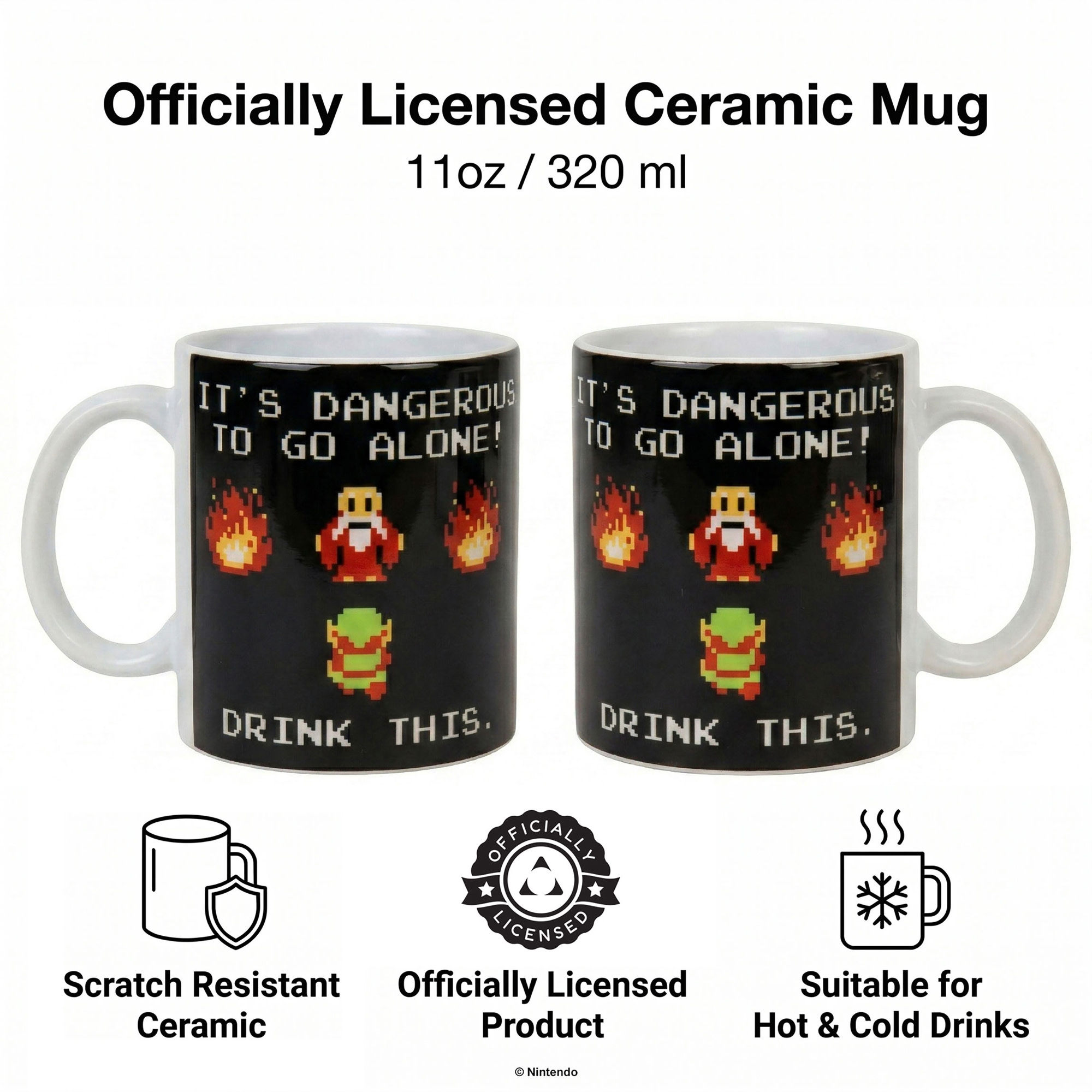 Pyramid America: The Legend of Zelda: Drink This - 11oz Ceramic Mug - Coffee-Tea Cup, Microwave-Dishwasher Safe, Video Game Fan Collectible, Licensed