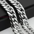 thumbnail image 3 of Heavy 20mm Silver Cut Curb Cuban Link Chain 316L Stainless Steel Men's Necklace, 3 of 6