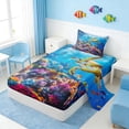 thumbnail image 2 of Manfei Sea Turtle Twin Sheet Sets for Kids Boys and Girls, Colorful Coral Bedding 3 Pieces, 1 Flat Sheet, 1 Fitted Sheet and 1 Pillowcase, 2 of 6