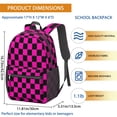 thumbnail image 3 of Pink and Black Checkered Pattern 17" School Backpacks for Teens,Waterproof Oxford Fabric,S-Shape Padded Straps for School,Travel,Hiking,Camping, 3 of 6