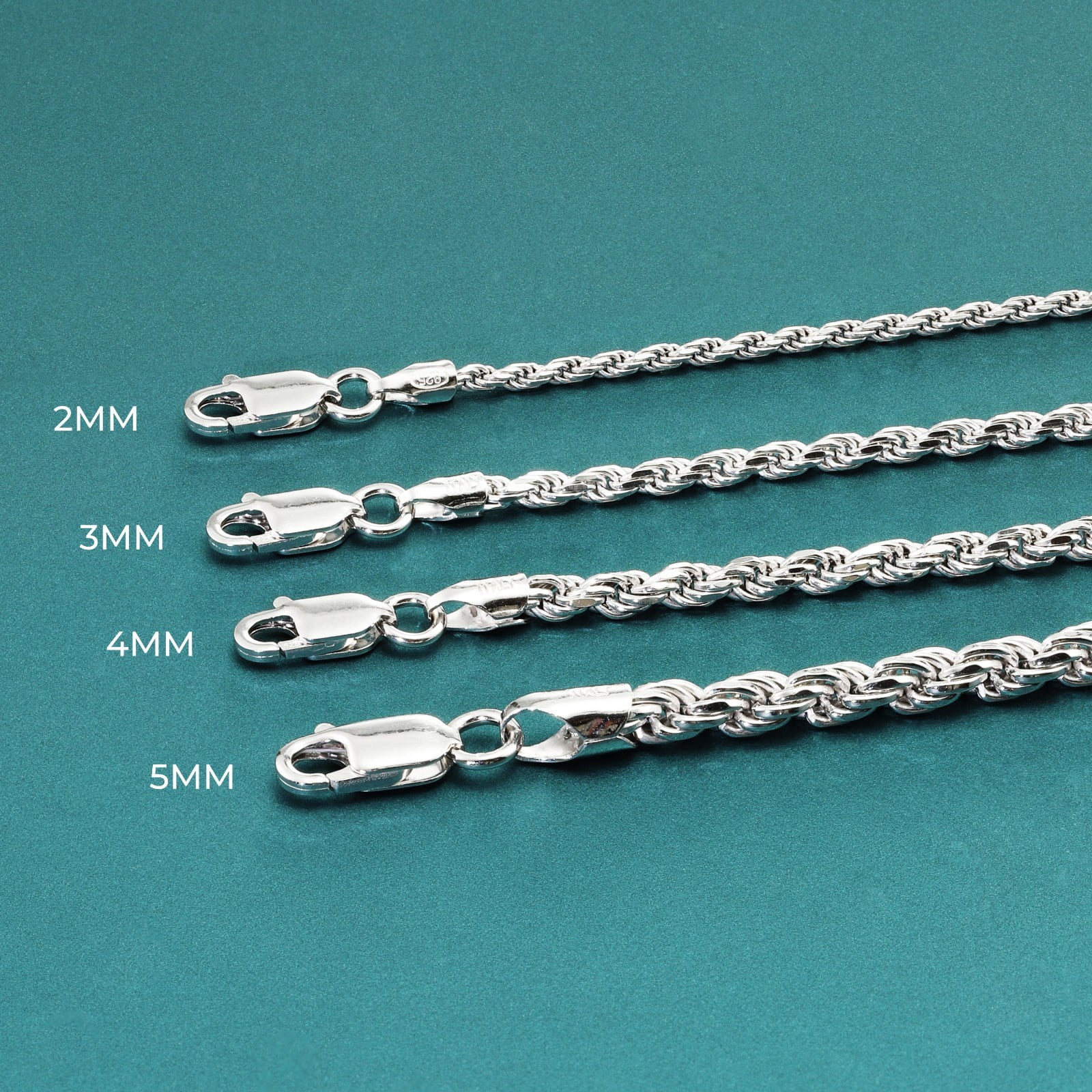 Tilo Jewelry Solid 925 Sterling Silver Rope Chain Bracelet with Secure Lobster Lock | 5mm - 8 Inch | Everyday Bracelet for Men, Women, Unisex