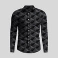 thumbnail image 1 of Camisa de manga larga informal con cuello vuelto y botones para hombre con estampado 3D de patrón irregular, ropa para hombre, 1 of 6