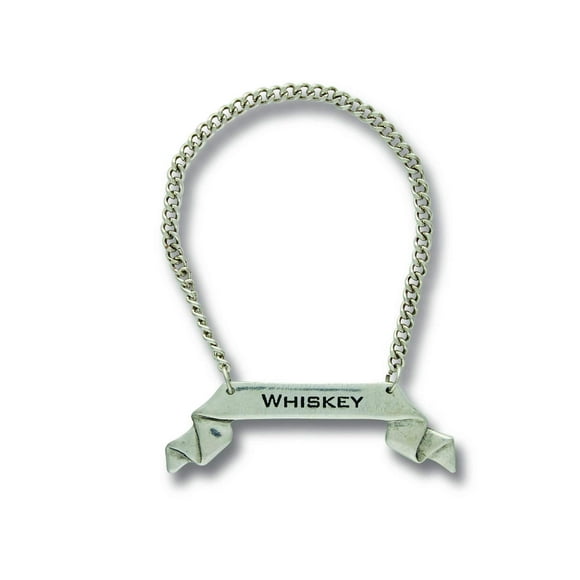 Vagabond House Pewter Classic Whiskey Decanter Tag/Liquor Bottle Label Handcrafted Quality Detail Engraved 3 inch Wide