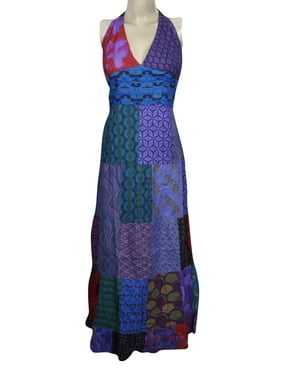 Mogul Printed Cotton Halter Maxi Dress For Women