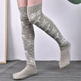 thumbnail image 4 of IWRICH Women's Thigh High Socks Cable Knit over the Knee Boot Socks Long Warm Leg Warmers Winter Grey, 4 of 5