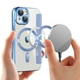 thumbnail image 3 of Flip Magnetic Case for Apple iPhone 15 Plus, Compatible with Magsafe Cards Holder Wallet Case RFID Blocking Clear Back Cover Anti-Scratch Folio Shockproof Bisiness Type Case for Women, Blue, 3 of 7