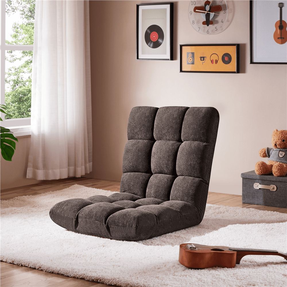 Alden Design Floor Sofa Chair with 14 Adjustable Positions, Brown