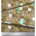thumbnail image 3 of Soimoi Brown Cotton Cambric Fabric Brush Stroke & Leopard Animal Skin Print Sewing Fabric Yard 56 Inch Wide, 3 of 3