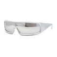 thumbnail image 2 of Futuristic Cyber Narrow Rectangle Shield Plastic Sunglasses Silver - Silver Mirror, 2 of 4