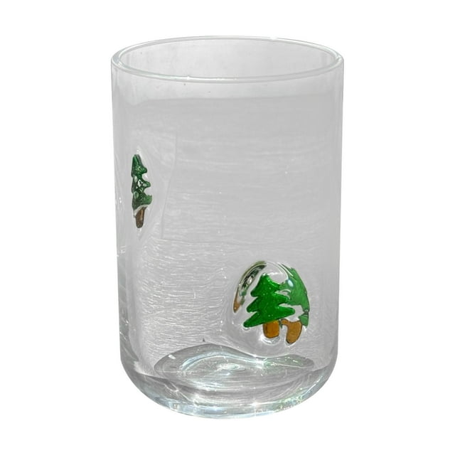 REZUOFI 2 Pcs Christmas Stained Glass Cups, Festive Holiday Party Drinkware, Durable Glass Tumblers for Cocktails & Punch, Colorful Table Decor Gift Set