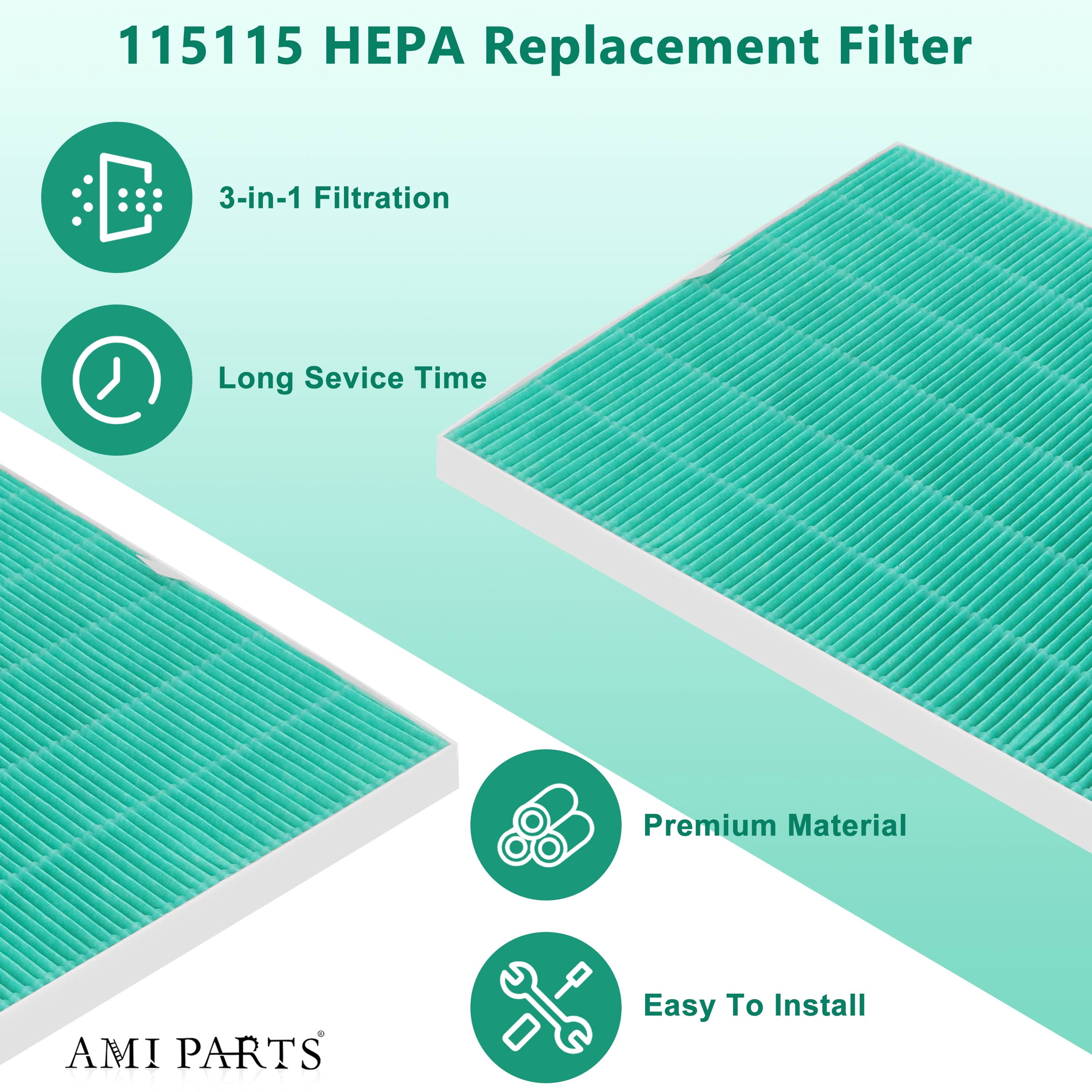 AMI PARTS 115115  HEPA Filter for Winix Plasmawave Air Purifier C535 5300 9800 5300-2 6300 6300-2 P300 AM90 C909, 3 Pack
