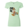 thumbnail image 2 of Wild Bobby God Made Me This Way Cross with Sunflowers Inspirational/Christian Women Slim Fit Junior Tee, Mint, X-Large, 2 of 6