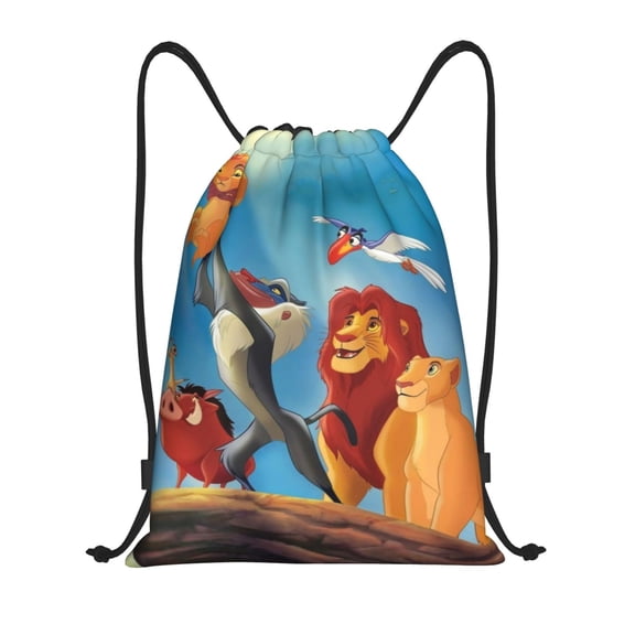 The Lion King Drawstring Backpack Fashion Print Waterproof String Bags Lightweight Shoulder Bag Sackpack for Sport Gym Beach Shopping Yoga Travel