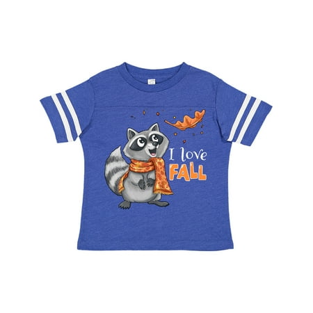 

Inktastic I Love Fall Cute Raccoon with Scarf and Leaf Gift Toddler Boy or Toddler Girl T-Shirt