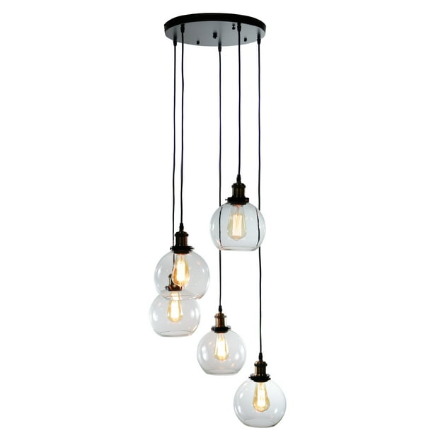 5 Light Edison Five Pendant Lamp, Five Pendant Ceiling Light