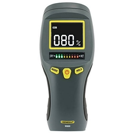 General Tools MM8, Pinless LCD Moisture Meter with Tricolor Bar Graph