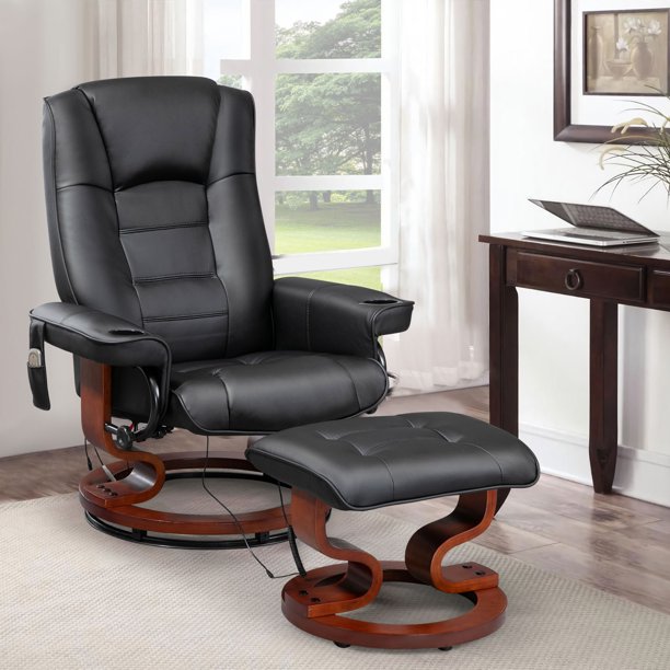 AVAWING Reclining Chair with Vibration Massage Faux Leather Recliner