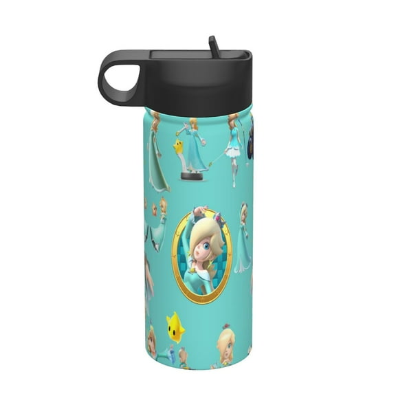 Princess Rosalina Kids Insulated Water Bottle With Straw - 18 Oz Stainless Steel Double Wall Vacuum Cup, Leakproof, Bpa Free, Suitable For Boys And Girls
