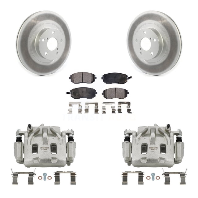 Transit Auto Front Disc Brake Caliper Coated Rotors and Semi-Metallic Pads Kit for Car 2012 Subaru Legacy 2.5L with Turbocharged with 292mm Diameter Rotor KCG-100485P