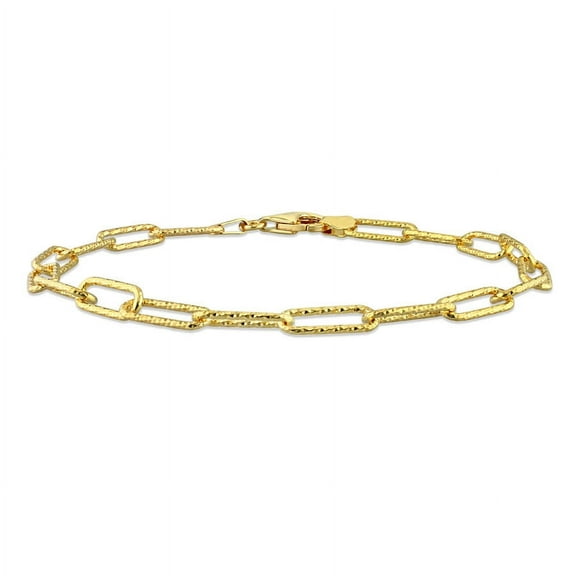 AMOUR 5mm Fancy Paperclip Chain Bracelet In Yellow Plated Sterling Silver, 9 In