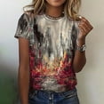 thumbnail image 2 of Dyegold Womens Summer Casual T-Shirts Round Neck Floral Printed Short Sleeve Graphic Tee Tops Loose Fitting Comfy Tunic Tops, 2 of 5