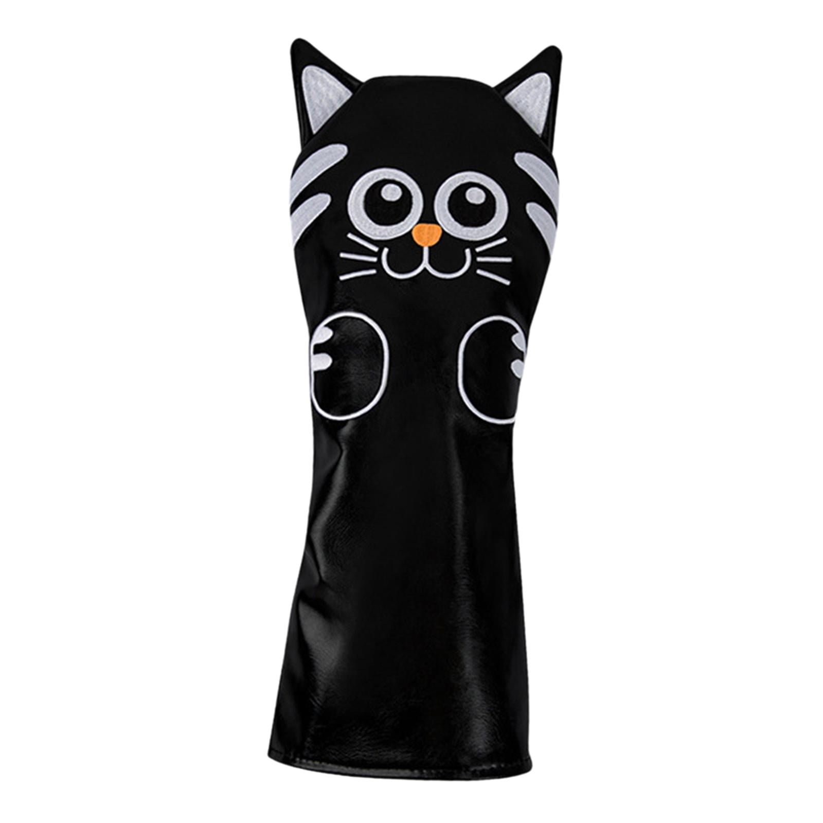Golf Head Covers Equipment Mallet Putter Cat Pattern PU Leather Accessories Golf Driver Black