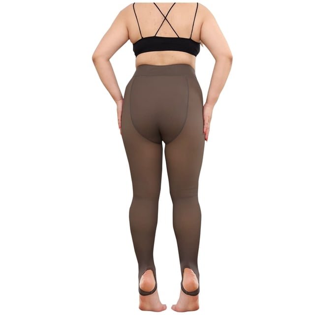 Outfmvch Collants Résille, Bas Collants Taille 320g à Travers Plus Collants Bas Viande Collants Doublés Polaire Collants Chauds Femmes Café 1 Taille Unique