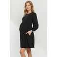 thumbnail image 2 of Solid Round Neck Maternity Skater Dress with Pockets, 2 of 3