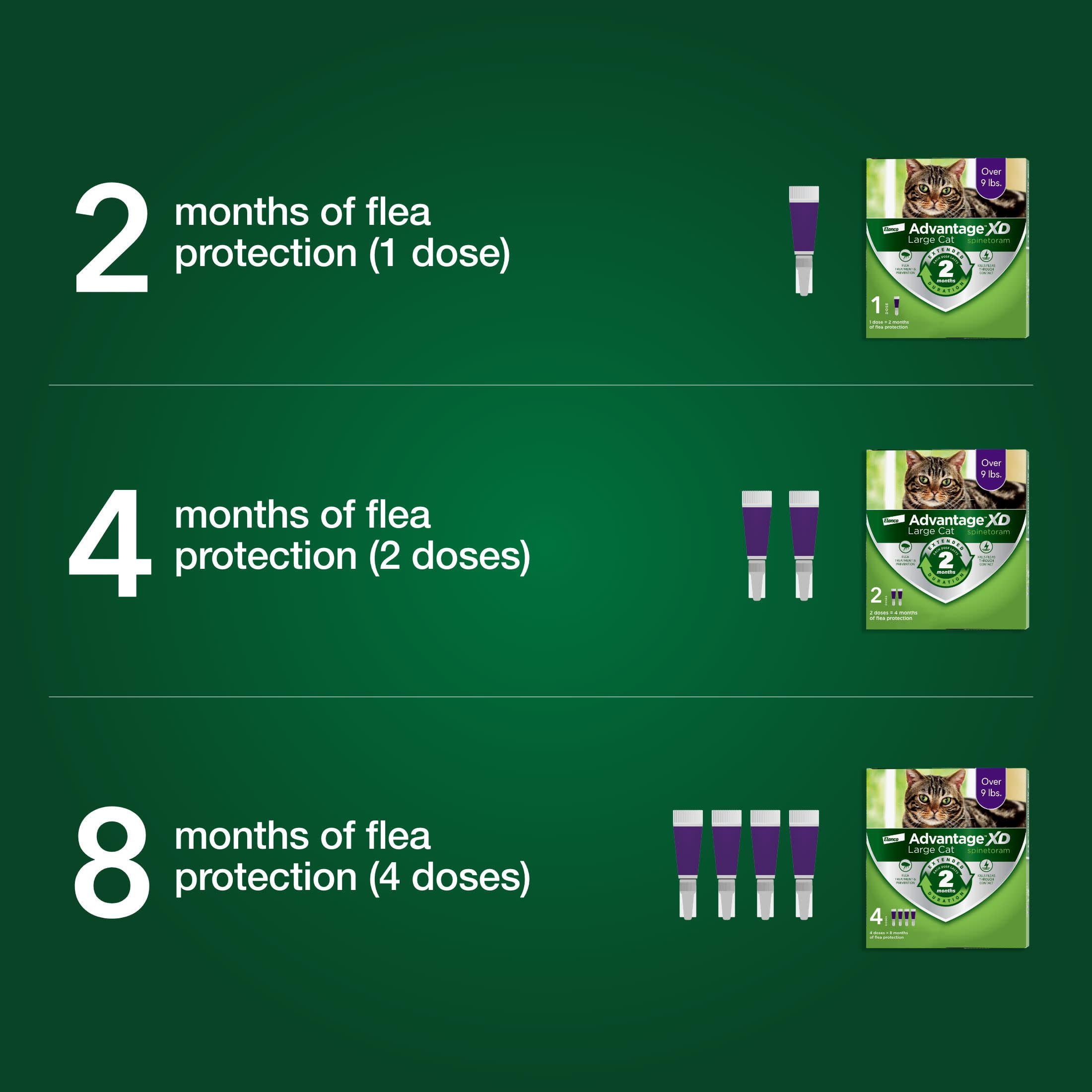 Advantage XD Large Cat 2-Month Flea Prevention For Cats over 9lbs, 1 Dose (2-Months)
