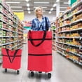 thumbnail image 3 of Foldable Shopping Trolley Bag with Wheels Grocery Cart Rolling Portable Handbag, Red Grocery Cart, Shopping Cart, by Cloudqi, 3 of 9