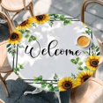 thumbnail image 2 of Yellow Sunflowers Round Tablecloth, Fitted Table Cover with Elastic for 55"-60" Round Tables, Summer Floral Eucalyptus Leaves Striped Table Cloth Outdoor Indoor Dinning Party Waterproof Tablecloths, 2 of 7