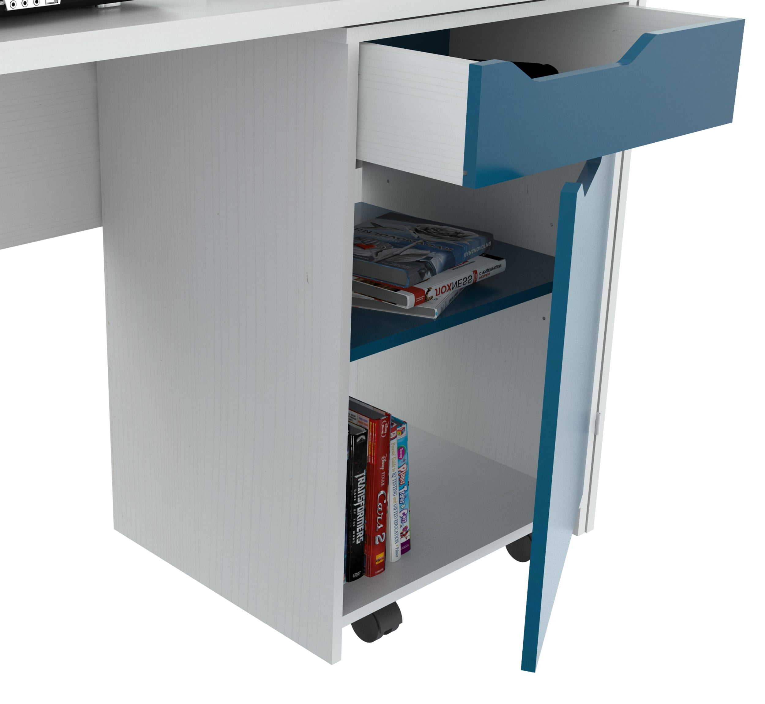 Desk With Swing Out Storage Melamine Engineered Wood Walmart Com