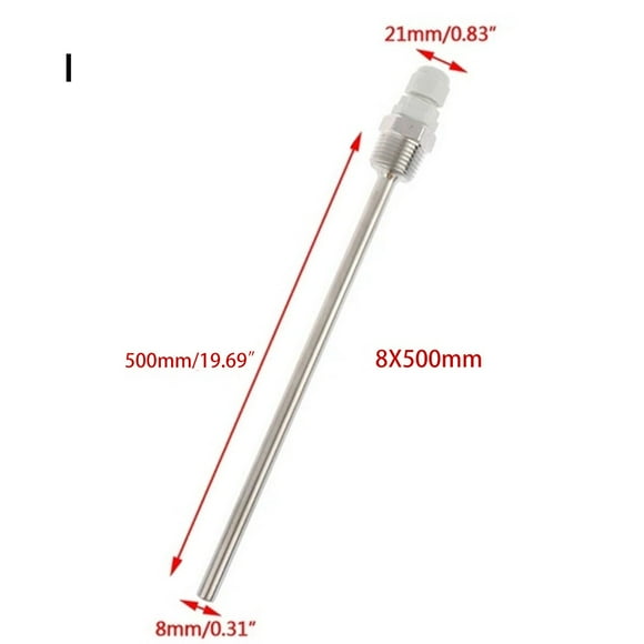 Thermowell en Acier Inoxydable 50-50mm 1/2 Pouces Filetage Rapide pour Capteurs de Température Protection 500mm