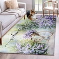 thumbnail image 3 of 2.7x5 Area Rugs, Purple Lavender Non-Skid Rubber Backing Large Rectangle Rugs - Living Room Bedroom Home Office, Green Leaves Spring Bike Botanical Indoor Floor Mat Carpets Washable Rug, 3 of 9