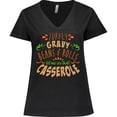 thumbnail image 3 of Inktastic Turkey, Gravy, Beans, Rolls, Casserole Women's Plus Size V-Neck T-Shirt, 3 of 5
