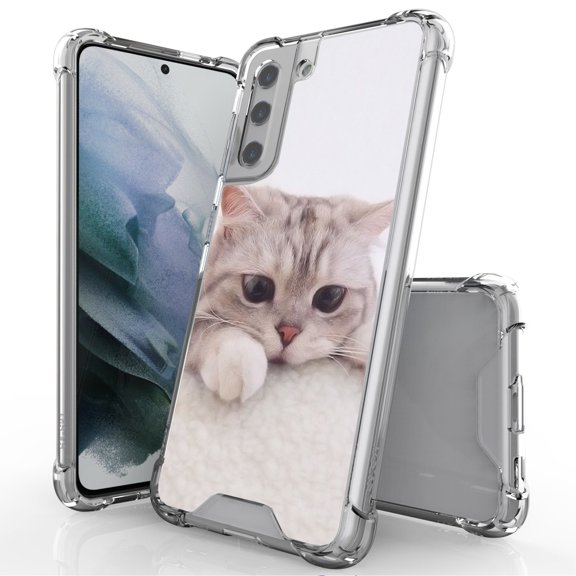ANJ  Hybrid Slim Hard Back Cover Case Flexible Bumper for Samsung Galaxy S21 - Cute Kitten 2