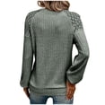 thumbnail image 4 of Dgankt Sweaters for Women Casual Crew-Neck Lace Splicing Solid Color Pullover Long Sleeve,Size S-2XL, 4 of 4