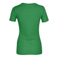 thumbnail image 3 of Women Short Sleeve Crewneck Ribbed Knit Slim Fitted Shirts Summer Tops Basic Tee Casual 2026 Fall Outfits Clothes Green S, 3 of 4