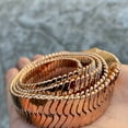 thumbnail image 3 of 14K Rose Gold Plated Herringbone Chain Flat Flexible Necklace 30" Inch Long x 14MM Thick, 3 of 8