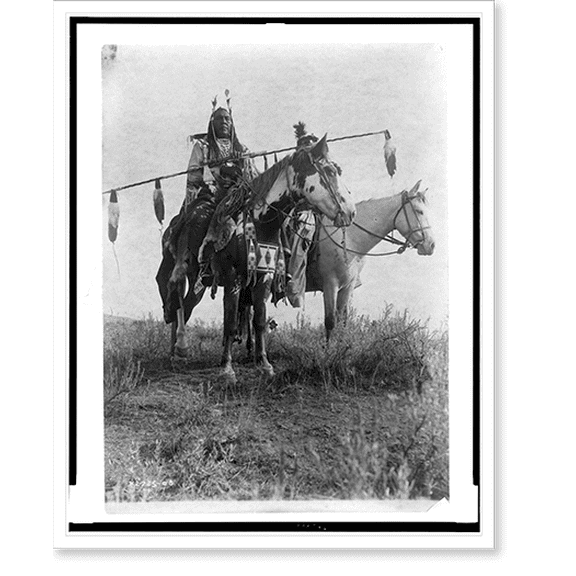 Historic Print, [Village criers on horseback, Bird On the Ground and Forked Iron, Crow Indians, Montana], 18" x 24"