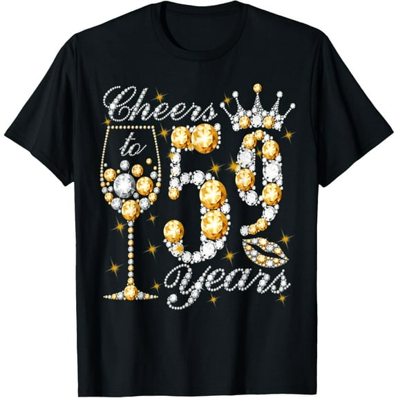 Cheers To 59 Years Old Happy 59th Birthday Queen Drink Wine T-Shirt