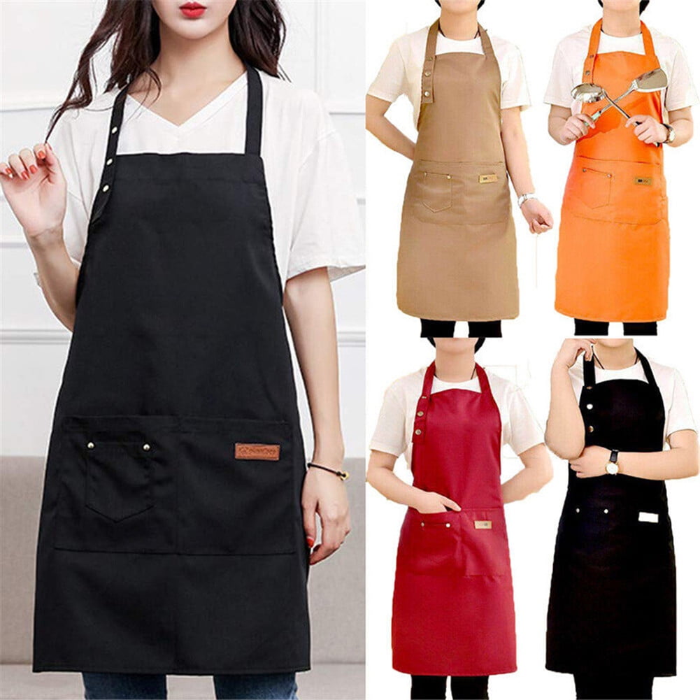 kitchen aprons with front pockets plain chef butcher cooking craft bake For Lady 