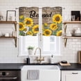 thumbnail image 2 of 2 Panels Kitchen Tier Curtains 39 Inch Length, Yellow Sunflowers Grommets Window Treatment Curtain, Vintage Country Wood Grain Oil Painting Thermal Curtains Drapes for Living Room/Bathroom, 2 of 9