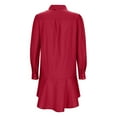 thumbnail image 4 of Solid Color Long Sleeve Turn Down Shirt Dress For Women With Ruffled Hem Linen Dress for Women Summer Summer Outfits for Women Dresses Long Summer Dresses for Women Knee Length Dress Comfy Summer, 4 of 5