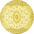 thumbnail image 1 of Ahgly Company Indoor Round Medallion Yellow Traditional Area Rugs, 3' Round, 1 of 4